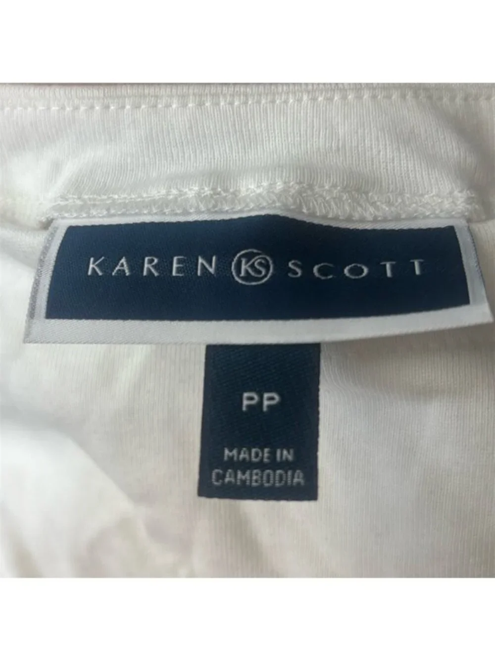 NWT Karen Scott Womens White Cotton Half Sleeve Boat Neck Top Petite Size PP